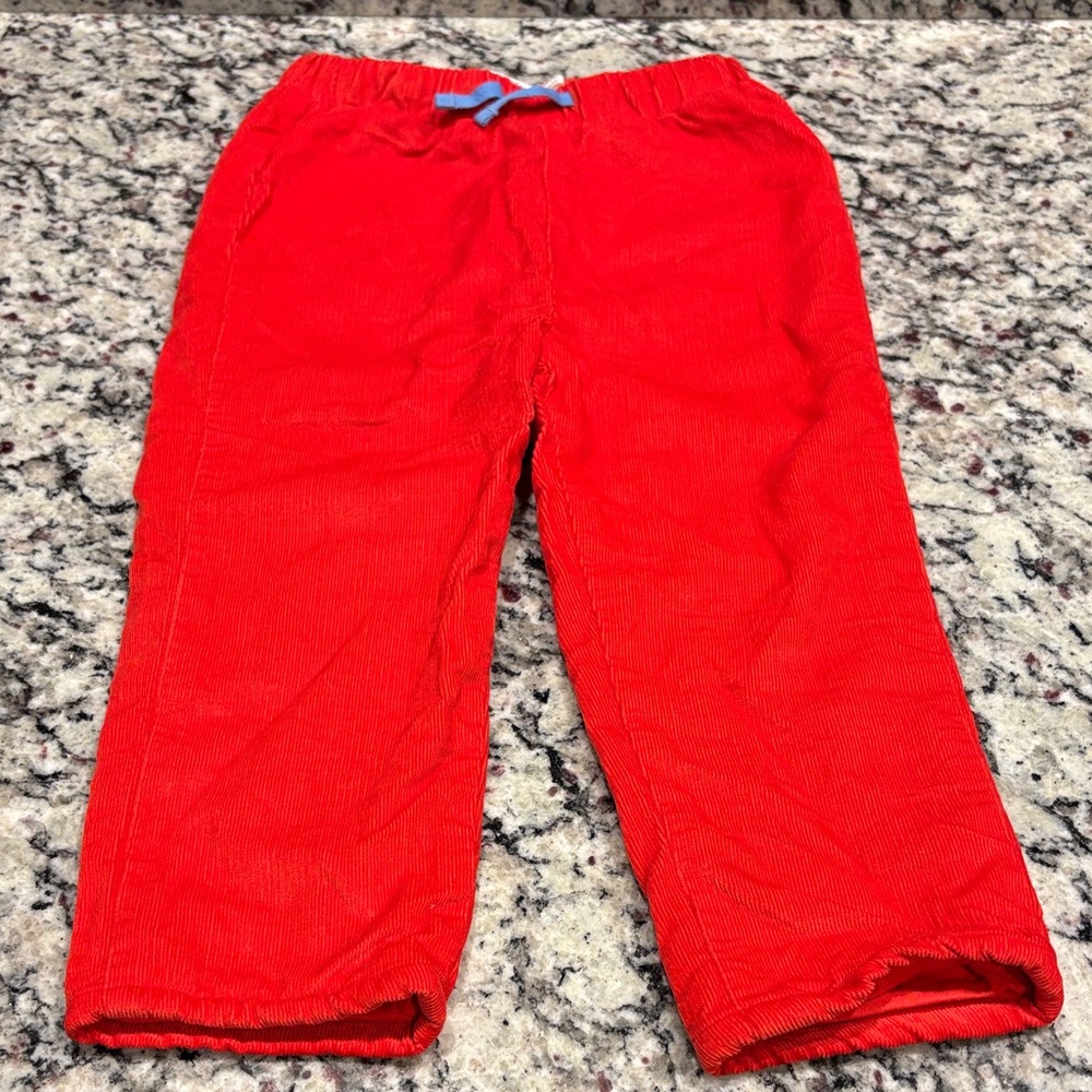 Baby Boden Bright Red Kids Cordoroy Bottoms- they are lined with fabric